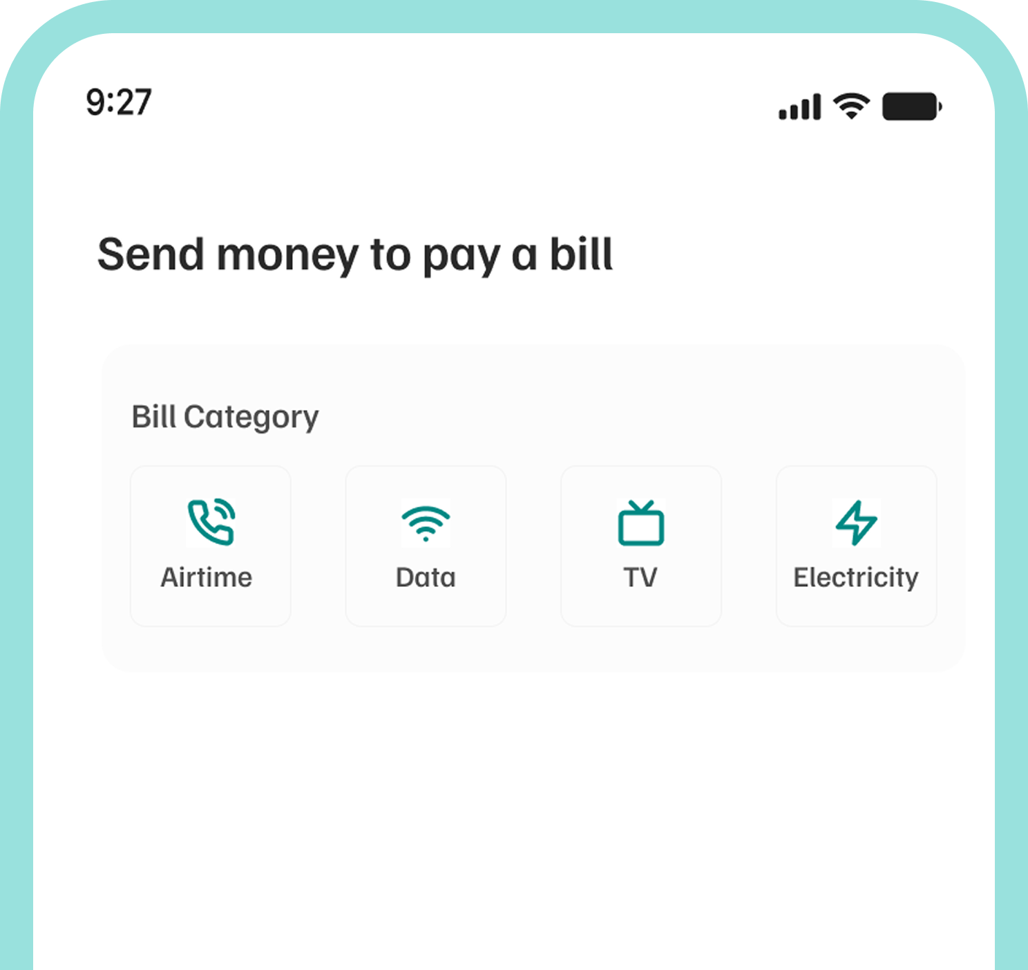 Pay bills interface